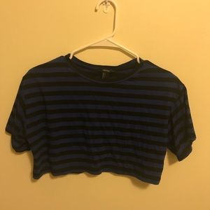 Black and Blue stripped cropped tshirt